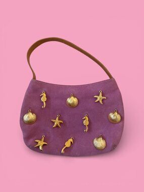 HYPE Vintage Pink Suede Gold Charm Mini Bag